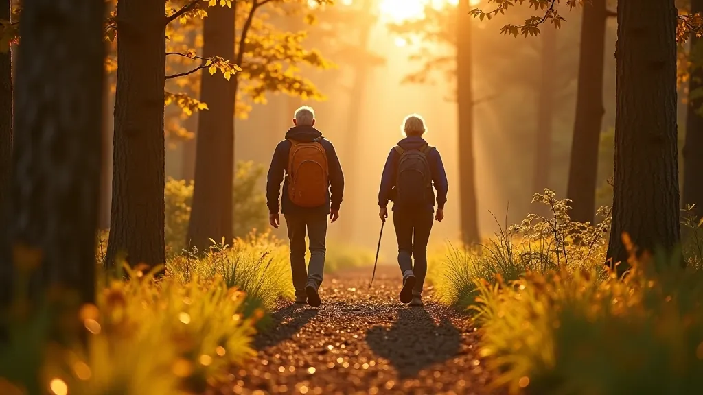 Seniori pastaigājas meža maršrutā